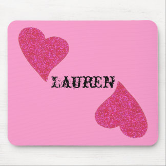perosnalized musen för glitterhjärta vadderar musmatta