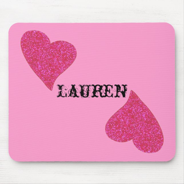 perosnalized musen för glitterhjärta vadderar musmatta (Framsidan)