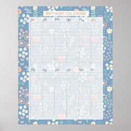 Perpetual Evergreen Birthday Calendar Kathrin Legg Poster