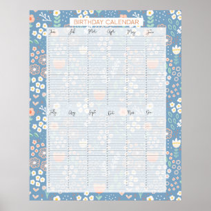 Perpetual Evergreen Birthday Calendar Kathrin Legg Poster