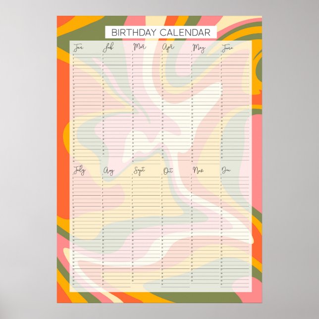 Perpetual Evergreen födelsedagskalender Kathrin Le Poster (Framsidan)
