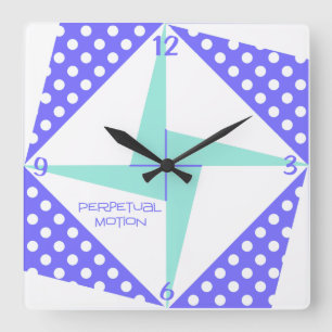 Perpetual Rörelse - Blue Fyrkantig Klocka