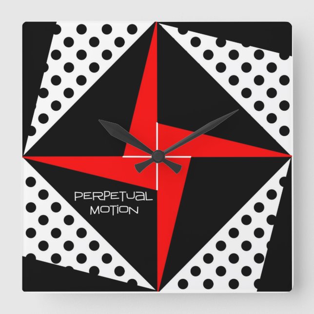 Perpetual Rörelse Red/Black Fyrkantig Klocka (Framsida)