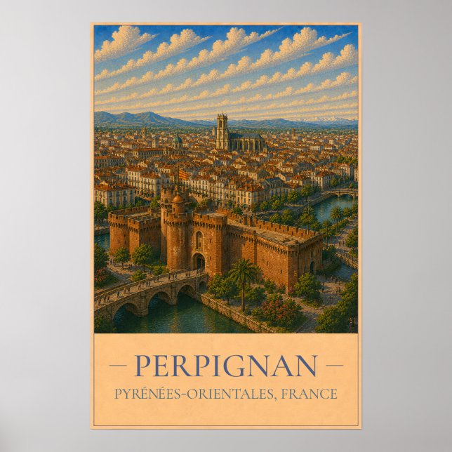 Perpignan, France – Vintage Travel Poster (Framsidan)