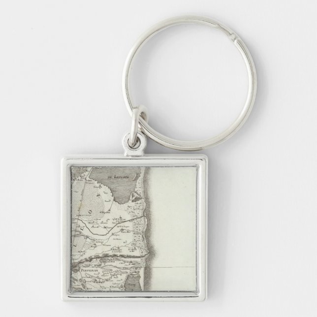 Perpignan Fyrkantig Silverfärgad Nyckelring (Framsidan)