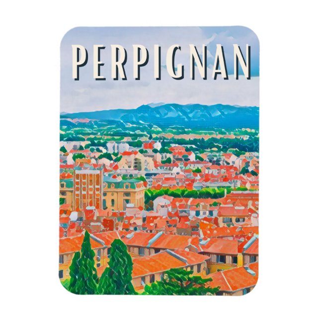 Perpignan Photo Vintage Magnet (Vertikal)