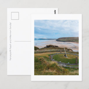 Perranporth Beach and Millennium Sundial Vykort