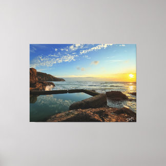 Perranporth Beach Bassäng vid Sunset Canvastryck