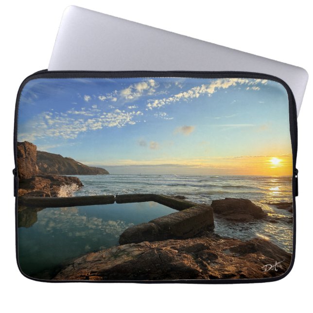 Perranporth Beach Bassäng vid Sunset Laptop Fodral (Framsidan)