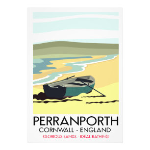 Perranporth Cornwall Seaside-reseaffisch. Fototryck