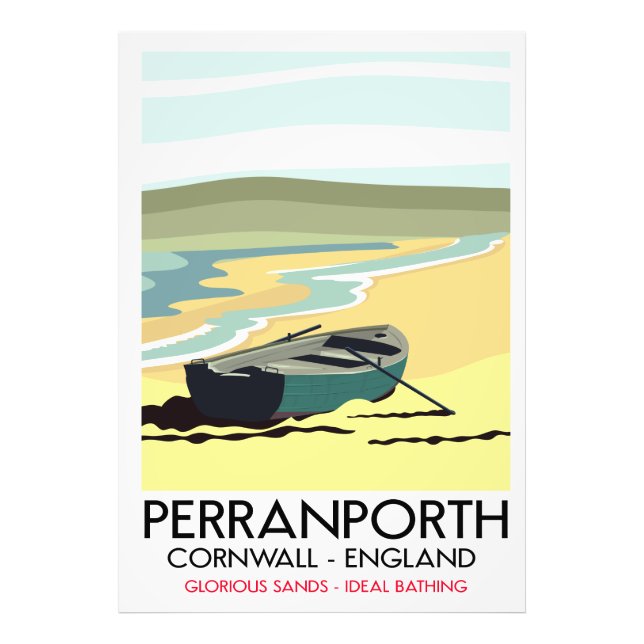Perranporth Cornwall Seaside-reseaffisch. Fototryck (Framsidan)