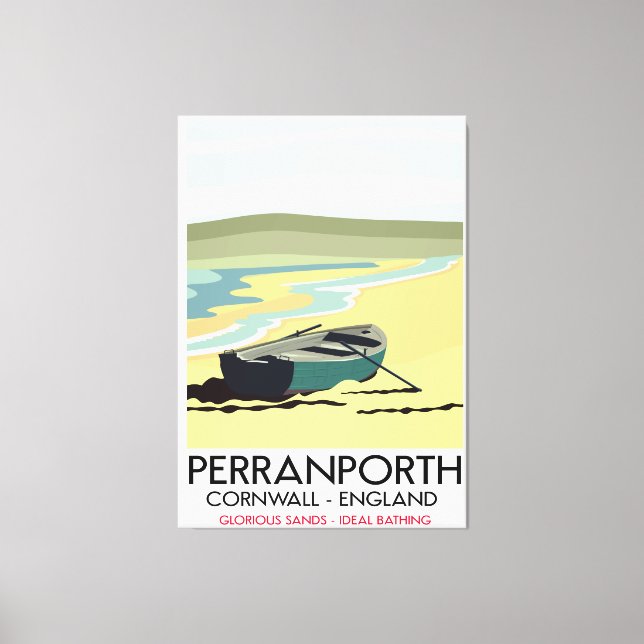 Perranporth Cornwall strand resor affisch. Canvastryck (Framsida)