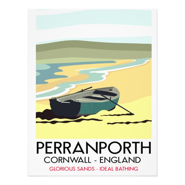 Perranporth Cornwall strand resoraffisch. Fototryck (Framsidan)
