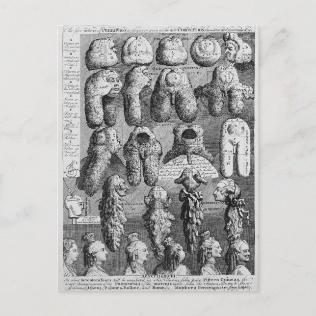 Perriwigs fem beställningar, 1761 vykort (Framsida)