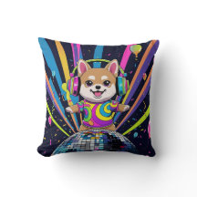 Perro Kawaii Shiba Inu Bailando Neón Retro
