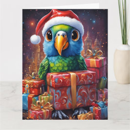 Perroquet au milieu des cadeaux de noël kort
