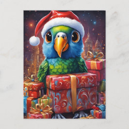 Perroquet au milieu des cadeaux de noël vykort