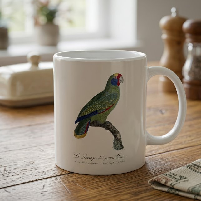 Perroquet joues bleues / Red-tailed amazon Kaffemugg (Red-Tailed Parrot Amazon, Amazona Brasiliensis. Coffee Mug)