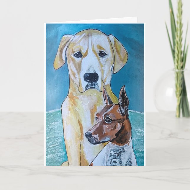 Perros en la Playa Painting av Alfred Fox Kort (Framsida)