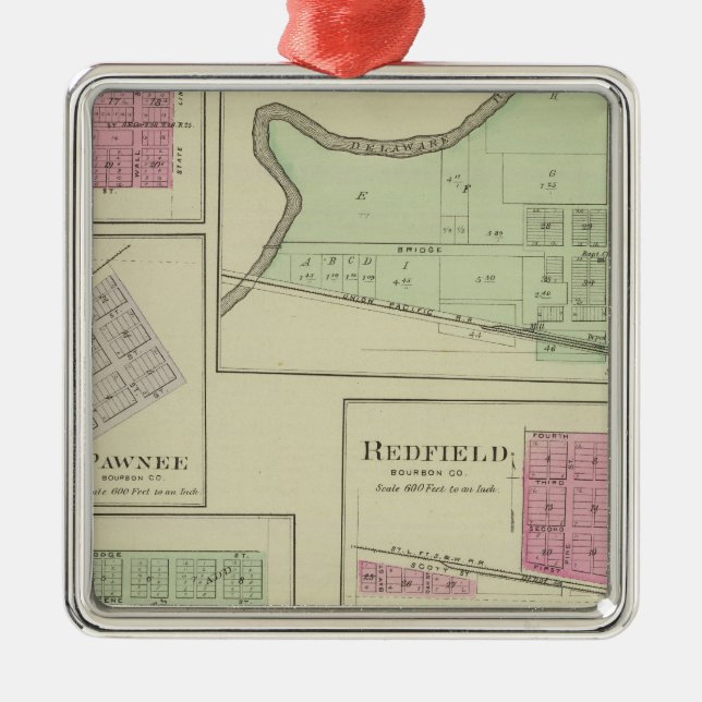 Perry Memphis, Pawnee, Bronson, Redfield, Kansas Julgransprydnad Metall (Framsidan)