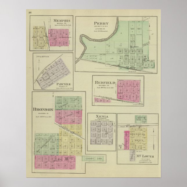 Perry, Memphis, Pawnee, Bronson, Redfield, Kansas Poster (Framsidan)