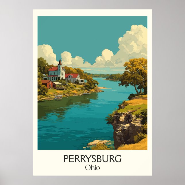 Perrysburg Ohio Historic River Town Fort Meigs Art Poster (Framsidan)