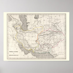 Perse, Kaboul et Beloutchistan - historisk karta Poster