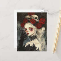 Persephone Goth Röda Rosor Döskallar