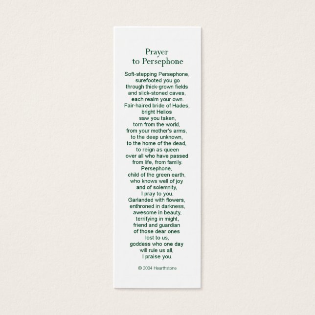 Persephone Prayer-kort Litet Visitkort (Framsidan)
