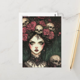 Persephone Rosa Rosor och Döskallar Vykort