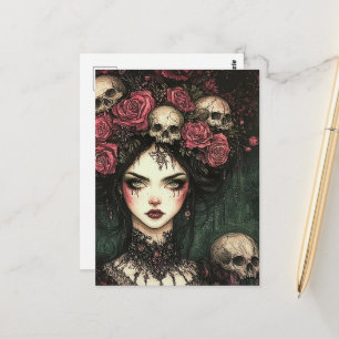 Persephone Rosa Rosor och Döskallar Vykort