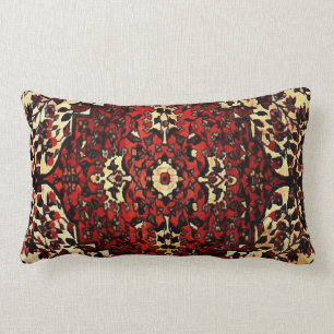 Perser mattar look i kräm- mörk - som är röd och lumbarkudde