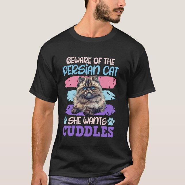 Perserkat BEWARE PERSERKATTEN VILL KRAMAS Fu T Shirt (Framsida)