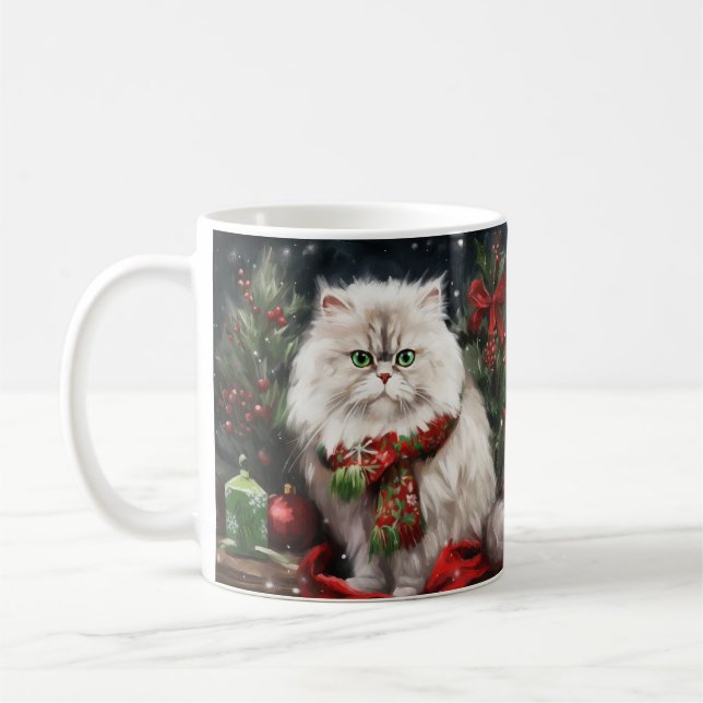 Perserkat i snö jul kaffemugg (Vänster)