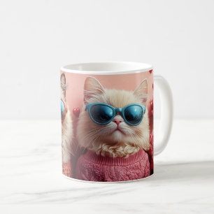Perserkat med hjärtrusor Alla hjärtans dag Kaffemugg
