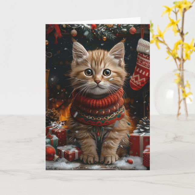 Perserkat med julklappar Kaminen Kort (Gul blomma)