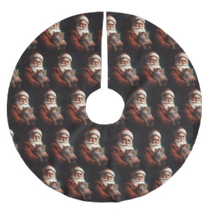 Perserkat med tomte festlig jul julgransmatta borstad polyester