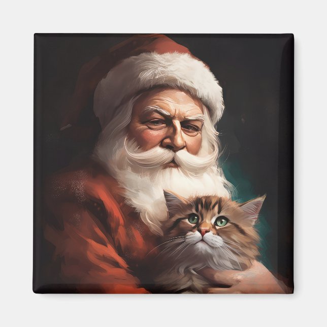 Perserkat med tomte festlig jul  magnet (Framsidan)