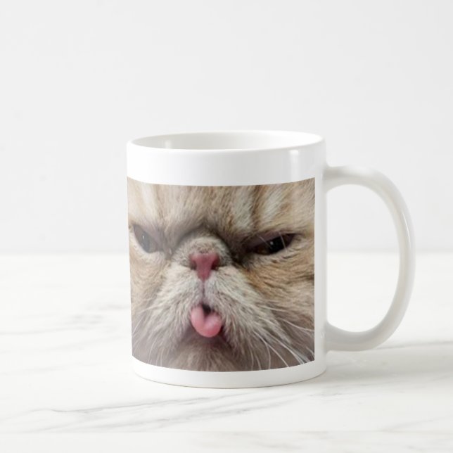 Perserkatt som ut klibbar tungan kaffemugg (Höger)
