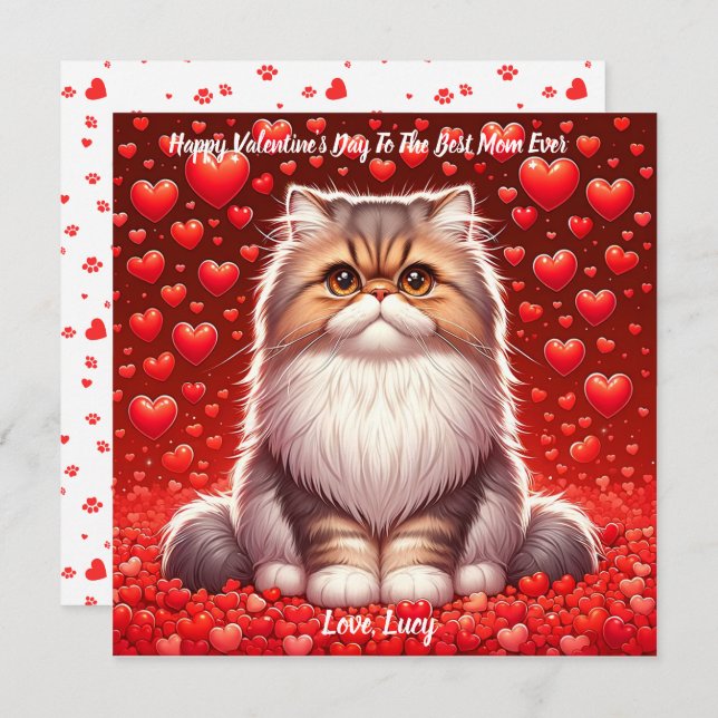 Perserkatt Valentine Purr Julkort (Fram/baksida)