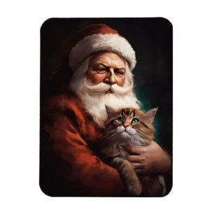 Perserkattemed tomte festlig jul magnet