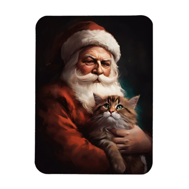 Perserkattemed tomte festlig jul magnet (Vertikal)