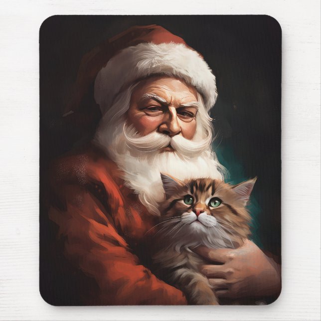 Perserkattemed tomte festlig jul musmatta (Framsidan)