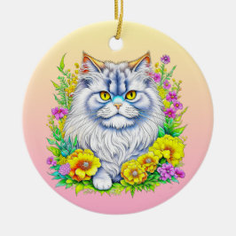 Perserkatten i blommor Personlig jul Julgransprydnad Keramik