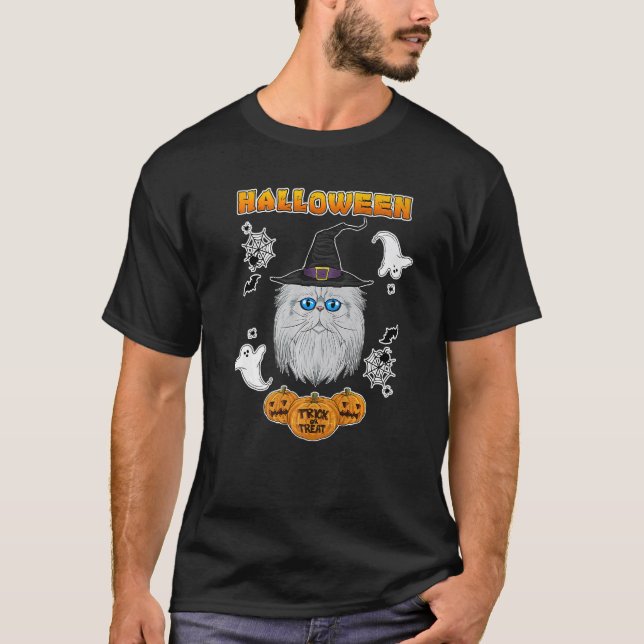 Perserkatten I Glad Halloween T Shirt (Framsida)