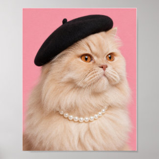 Perserkatten i pärlhalsband och beretthatt poster