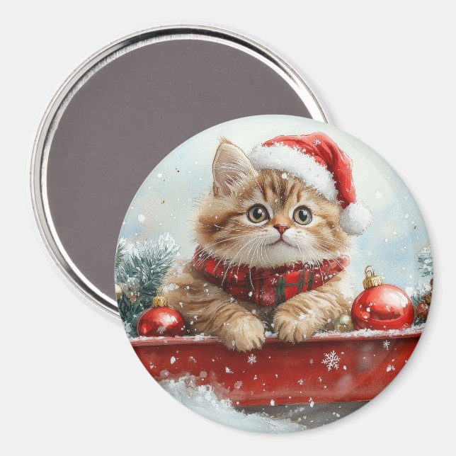 Perserkatten i släde Låt det snöa jul Magnet (Front/Back)