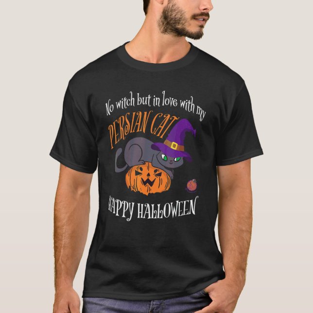 Perserkatten Katten är inte en häxa Halloween T Shirt (Framsida)
