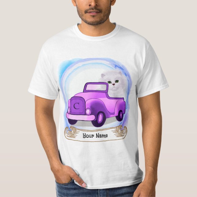 Perserkatten Kör Bil  T Shirt (Framsida)