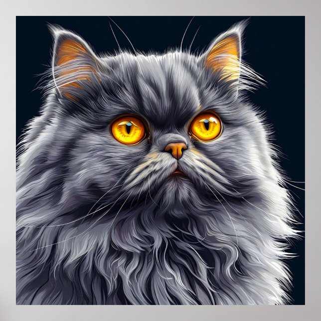 Perserkatten Med Klara Orange Ögon Poster (Framsidan)